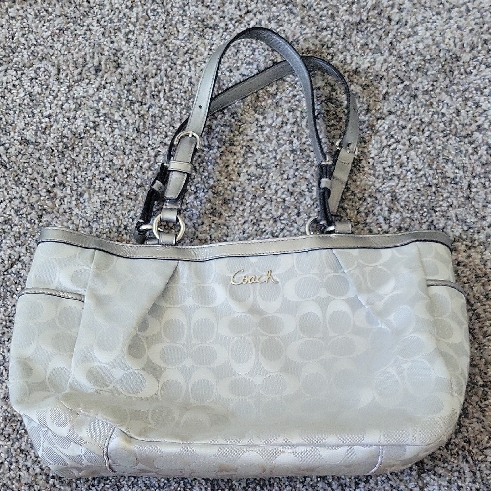 Coach Light Gray Signature Shoulder Bag